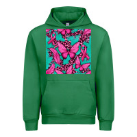 Emerald Pink Butterfly with Ribbon Cancer Urban Hoodie - texasbilliewilder