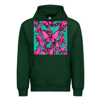 Forest Green Pink Butterfly with Ribbon Cancer Urban Hoodie - texasbilliewilder
