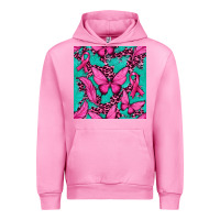 Fuchsia Pink Pink Butterfly with Ribbon Cancer Urban Hoodie - texasbilliewilder