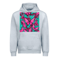 Heather Grey Pink Butterfly with Ribbon Cancer Urban Hoodie - texasbilliewilder