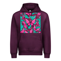 Mauve Wine Pink Butterfly with Ribbon Cancer Urban Hoodie - texasbilliewilder