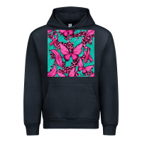 Navy Pink Butterfly with Ribbon Cancer Urban Hoodie - texasbilliewilder