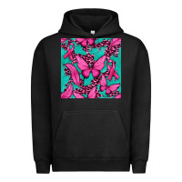 Pigment Black Pink Butterfly with Ribbon Cancer Urban Hoodie - texasbilliewilder