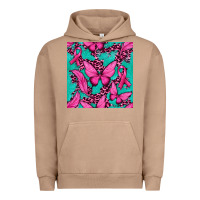 Pigment Burro Pink Butterfly with Ribbon Cancer Urban Hoodie - texasbilliewilder