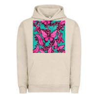 Pigment French Oak Pink Butterfly with Ribbon Cancer Urban Hoodie - texasbilliewilder