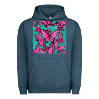 Pigment Midnight Navy Pink Butterfly with Ribbon Cancer Urban Hoodie - texasbilliewilder
