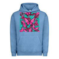 Pigment Pebble Blue Pink Butterfly with Ribbon Cancer Urban Hoodie - texasbilliewilder
