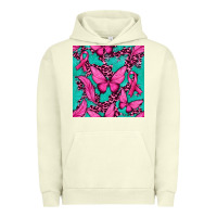 Pigment Pistachio Pink Butterfly with Ribbon Cancer Urban Hoodie - texasbilliewilder