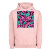Pigment Salmon Pink Butterfly with Ribbon Cancer Urban Hoodie - texasbilliewilder