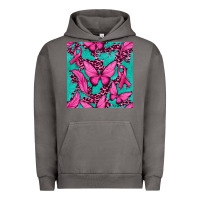 Pigment Tornado Pink Butterfly with Ribbon Cancer Urban Hoodie - texasbilliewilder