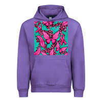 Pink Butterfly With Ribbon Cancer Urban Hoodie | Teevron