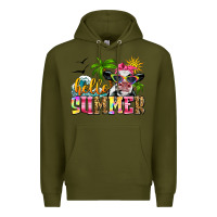 Army Green hello summer cow Premium Hoodie - Zillion Design Studio