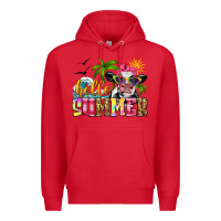 Red hello summer cow Premium Hoodie - Zillion Design Studio