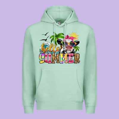 Hello Summer Cow Premium Hoodie Designed By Zillion Design Studio