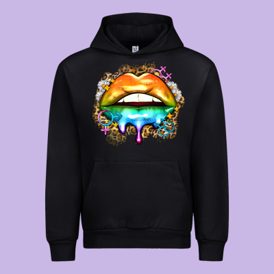Rainbow Lips Urban Hoodie Designed By Zillion Design Studio