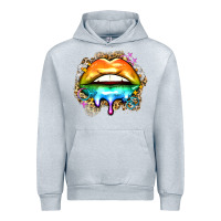 Heather Grey rainbow lips Urban Hoodie - Zillion Design Studio
