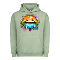 Pigment Oil Green rainbow lips Urban Hoodie - Zillion Design Studio