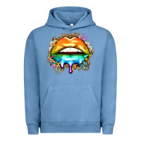 Pigment Pebble Blue rainbow lips Urban Hoodie - Zillion Design Studio