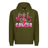 Army Green Fuck Cancer with Butterflies Premium Hoodie - texasbilliewilder