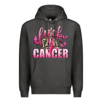 Charcoal Heather Fuck Cancer with Butterflies Premium Hoodie - texasbilliewilder