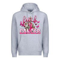 Heather Grey Fuck Cancer with Butterflies Premium Hoodie - texasbilliewilder