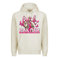 Oatmeal Heather Fuck Cancer with Butterflies Premium Hoodie - texasbilliewilder