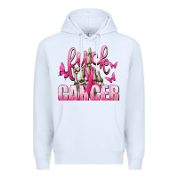 White Fuck Cancer with Butterflies Premium Hoodie - texasbilliewilder