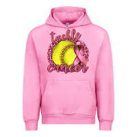 Fuchsia Pink Tackle Cancer Softball Urban Hoodie - texasbilliewilder