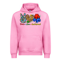 Fuchsia Pink peace love understand Urban Hoodie - Zillion Design Studio