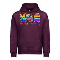 Mauve Wine peace love equality Urban Hoodie - Zillion Design Studio