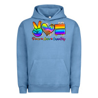 Pigment Pebble Blue peace love equality Urban Hoodie - Zillion Design Studio