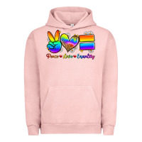 Pigment Salmon peace love equality Urban Hoodie - Zillion Design Studio