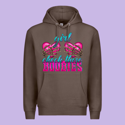 Girl Check Those Boobies Premium Hoodie Designed By Texasbilliewilder