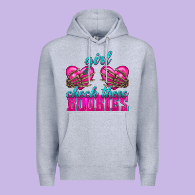 Girl Check Those Boobies Premium Hoodie Designed By Texasbilliewilder