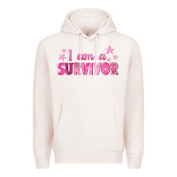 Pale Pink I Am a Survivor Breast Cancer Premium Hoodie - texasbilliewilder