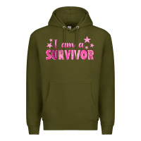 Army Green I Am a Survivor Breast Cancer Premium Hoodie - texasbilliewilder