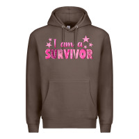 Coffee I Am a Survivor Breast Cancer Premium Hoodie - texasbilliewilder