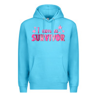 Ocean Blue I Am a Survivor Breast Cancer Premium Hoodie - texasbilliewilder