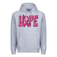 Heather Grey Hope Breast Cancer Premium Hoodie - texasbilliewilder