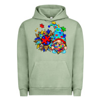 Pigment Oil Green autism sunflower gnome Urban Hoodie - Zillion Design Studio