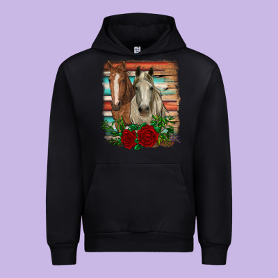 Horses With Roses Urban Hoodie Designed By Ranaportraitstore