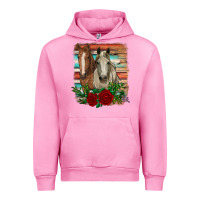 Fuchsia Pink horses with roses Urban Hoodie - RanaPortraitStore
