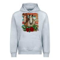 Heather Grey horses with roses Urban Hoodie - RanaPortraitStore