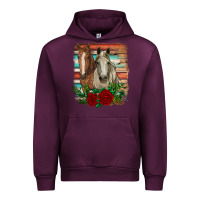 Mauve Wine horses with roses Urban Hoodie - RanaPortraitStore
