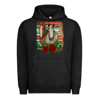 Pigment Black horses with roses Urban Hoodie - RanaPortraitStore