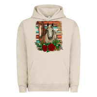 Pigment French Oak horses with roses Urban Hoodie - RanaPortraitStore