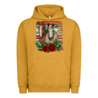 Pigment Peanut Butter horses with roses Urban Hoodie - RanaPortraitStore