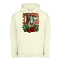 Pigment Pistachio horses with roses Urban Hoodie - RanaPortraitStore