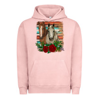 Pigment Salmon horses with roses Urban Hoodie - RanaPortraitStore