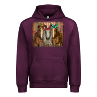 Mauve Wine horses with bandanas Urban Hoodie - RanaPortraitStore
